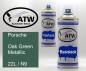 Preview: Porsche, Oak Green Metallic, 22L / N9: 400ml Sprühdose + 400ml Klarlack - Set, von ATW Autoteile West.